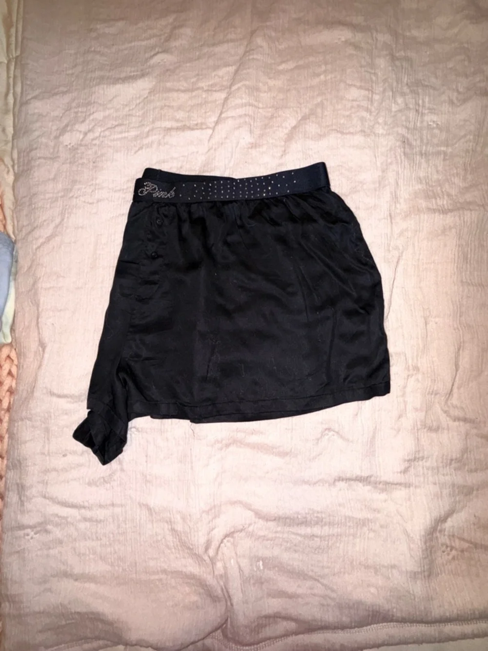 PINK Victoria's Secret Satin Boxer Short Set of 3 in Black, Light Blue & Cream